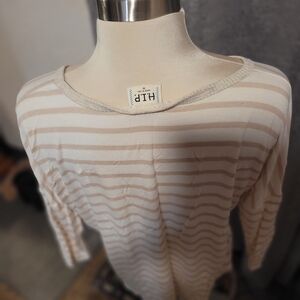h.i.p. Cream and Tan Striped Blouse